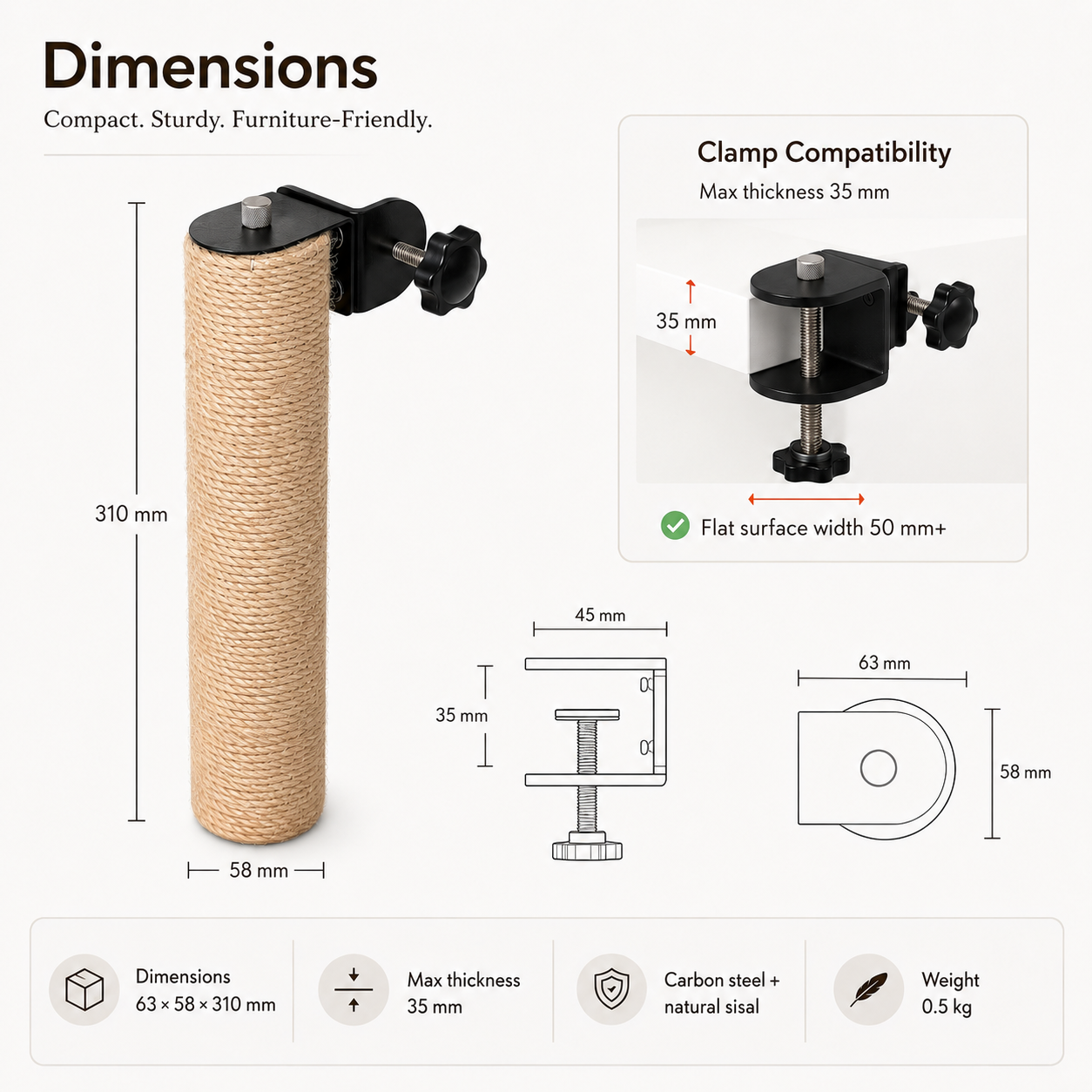 Furniture edge compatibility guide for the Shelfside cat scratching post