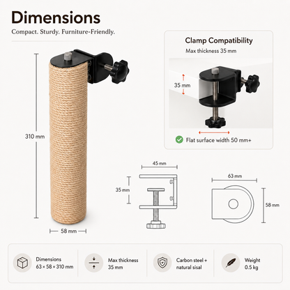 Furniture edge compatibility guide for the Shelfside cat scratching post