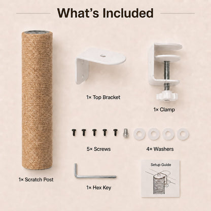 Included items for the Shelfside no-drill cat scratching post