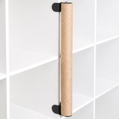 Natural jute double-section scratching post with black clamps